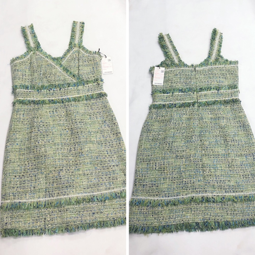 Worth Green and Blue Tweed Mini Dress - Picture 2 of 5